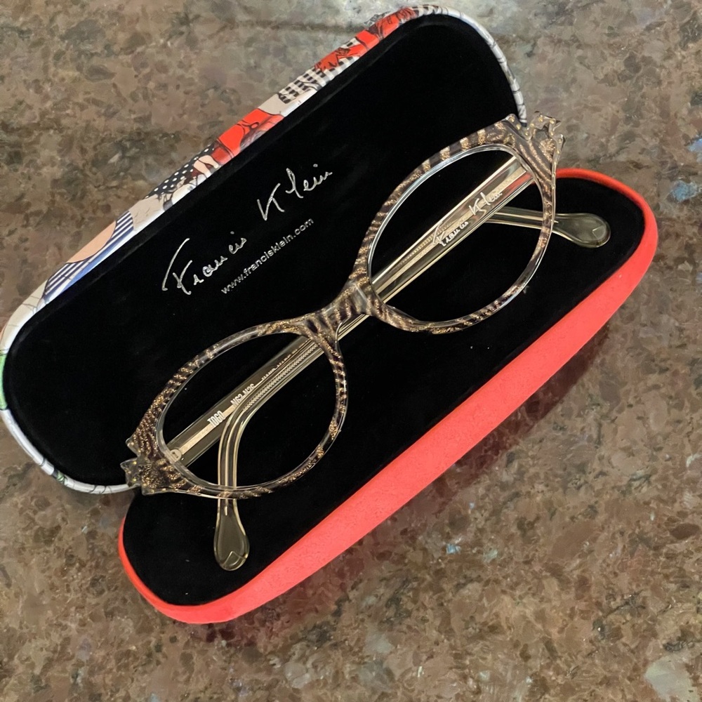 Francis Klein Rounded Cateye Zebra Glasses Frames